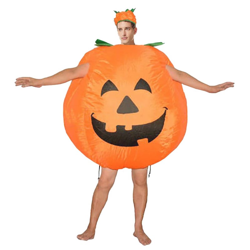 Qshine Adult Inflatable Halloween Pumpkin Costume Bodysuit Blow Up Party Fancy Dress Funny Suit for Men Women 150-200 CM - Image 1